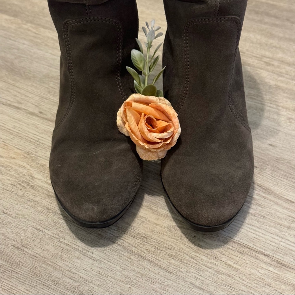 La Canadienne Women's Gray Suede Slouchy High Heel Boots Size 7 WORN ONCE $635 - Picture 4 of 10